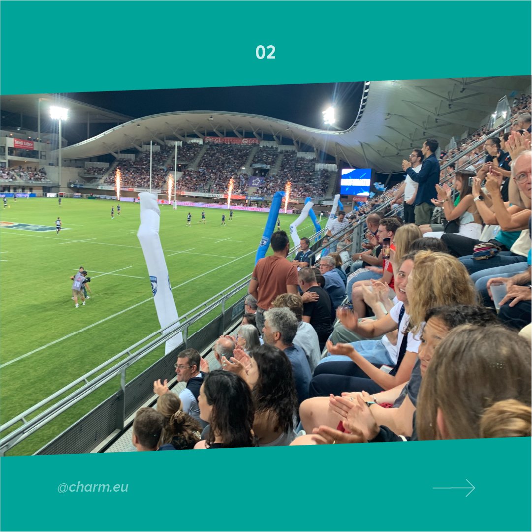 charm_eu's tweet photo. This weekend, #CHARMEU #students and teams in Montpellier got the chance to be invited to the first home game of the season of the #Montpellier #Rugby team. Thank you so much @MHR_officiel and Mr @MohedAltrad_MHR for this fantastic experience! https://t.co/jnGL4DSKZO