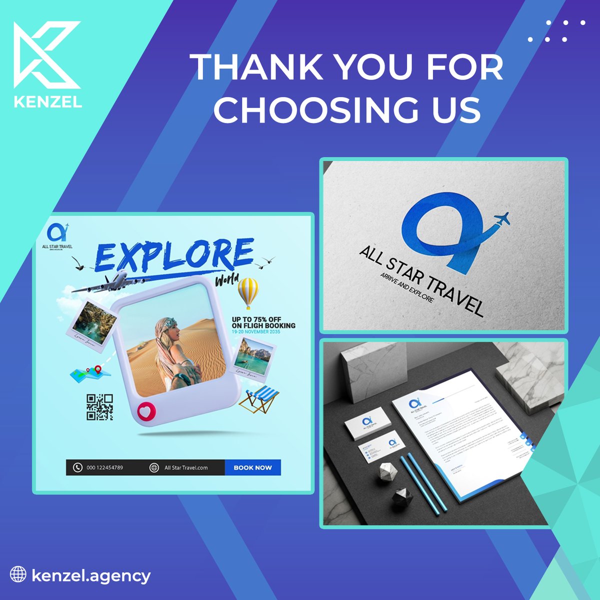 kenzel_Agency's tweet photo. We are proud to design the logo and visual identity for,  ALL STAR TRAVEL 
https://t.co/bPKvkGVk86
#graphicdesign #visualidentity https://t.co/bXRG5o5GYU