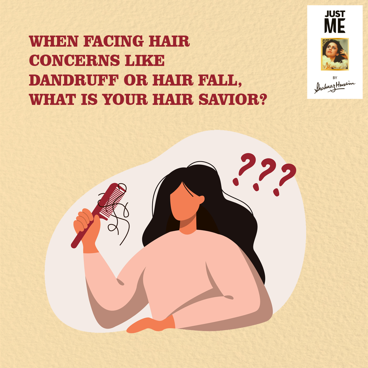 ByJustme's tweet photo. We all face hair problems like dandruff, hair fall, split ends, frizzy hair, etc. Which is your go-to remedy for hair care? 

Comment down below.

#JustMe #JustMeByShahnazHusain #HairCare #HairProblems #Remedy https://t.co/bSyV5CHdN9