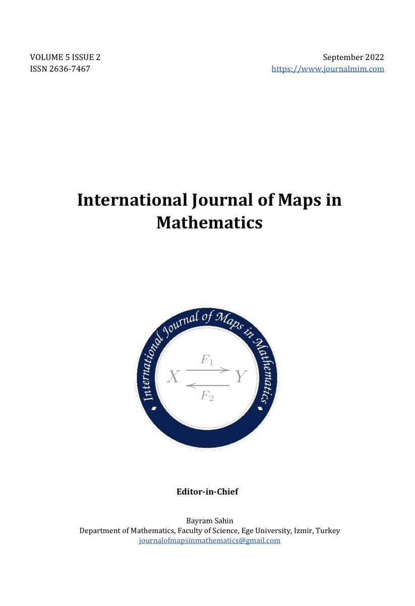 JournalMaps's tweet photo. New issue of INTERNATIONAL JOURNAL OF MAPS IN MATHEMATICS has been published. You can reach the papers of this issue at https://t.co/qnHv1zipVH https://t.co/FB8XyKqiun