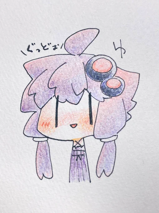 ピンク塗ってぇ(発光しちゃった)水色重ねてピンクも更に重ねてぇ薄い紫とその他諸々ほっぺも塗り塗りぃっと塗り重ねてぇ体生やしてぇぐっどぉ 