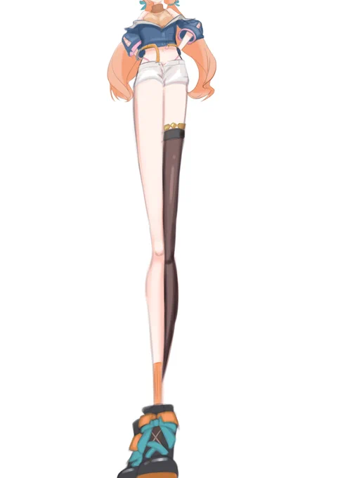 足が長すぎて画面に収まらないスーパーモデルを描きました 