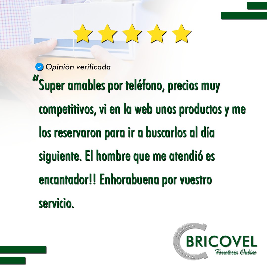 💥¡Recuerda! Si has hecho un pedido en nuestra tienda online, tu opinión sobre el proceso de compra o sobre nosotros nos ayuda a mejorar y a crecer.
👉🏽bricovel.com👈🏽