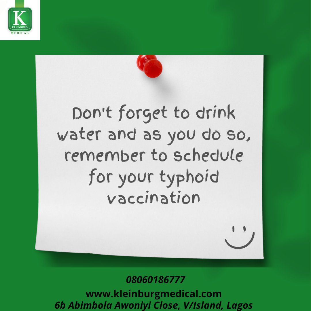 KleinburgHosp's tweet photo. As you're having your lunch (or breakfast....we know today is Monday), don't forget to drink water and also plan to take your typhoid vaccination. That food might look good but you don't know the water source.
It's better to be vaccinated than be sorry.
Send that DM now. https://t.co/IISJor1d2K