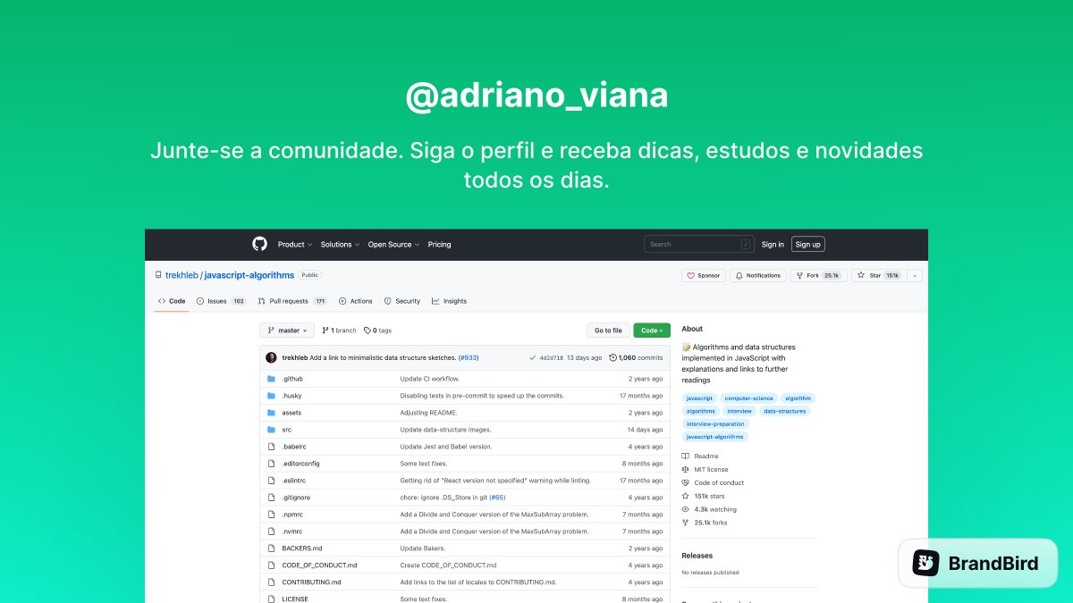 adriano_viana's tweet image. 3. JavaScript Algorithms

Este repositório contém exemplos baseados em JavaScript de muitos algoritmos e estruturas de dados populares. 

🔸github.com/trekhleb/javas…