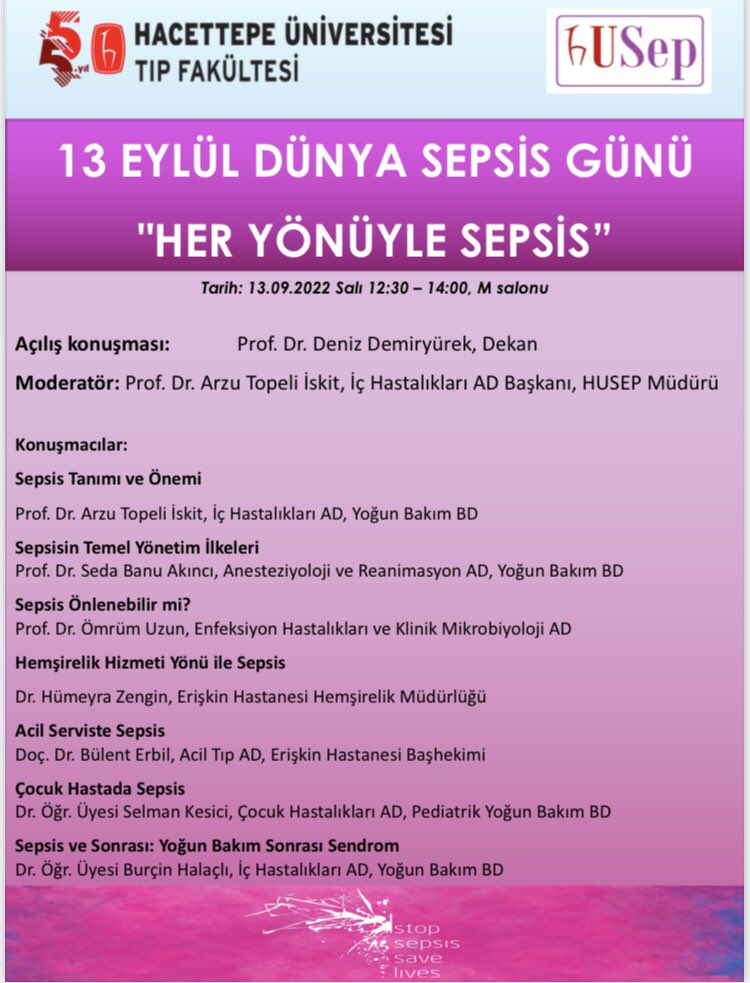 husepsis's tweet photo. Hacettepe Üniversitesi Tıp Fakültesi @DEKANLIK ve Hastaneleri ve @husepsis olarak düzenlediğimiz @WorldSepsisDay etkinliğimize herkes davetlidir #stopsepsissaveslives https://t.co/lgeWI40FPY
