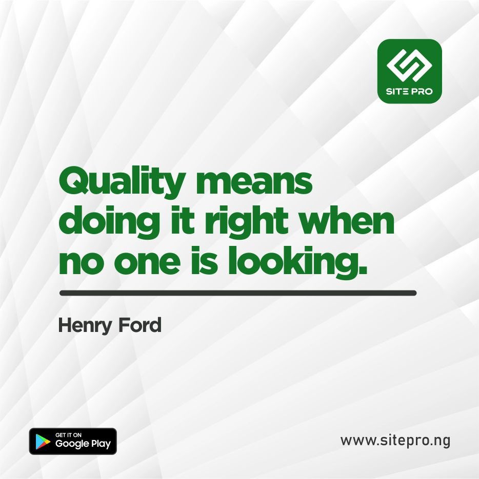 SiteProHQ's tweet photo. Quality means doing it right when no one is looking. - Henry Ford
Here's wishing you a great week! 🥂
#SiteProHq #ConstructionMaterials #BuildingMaterials #MondayMotivation #MaterialRequisition #ProductivityHack #Collaborationtools #BuildingTools https://t.co/R6ccSmZaZJ