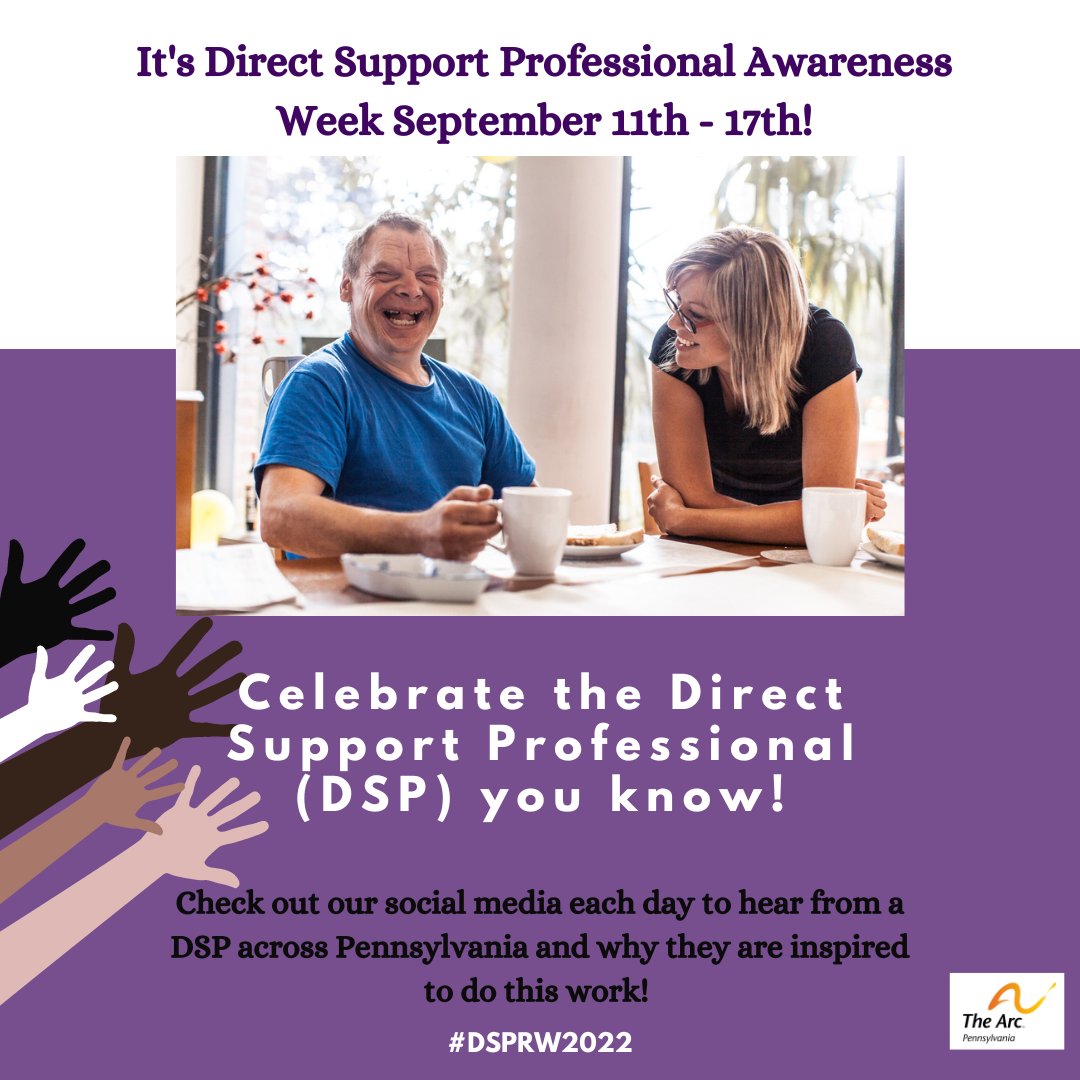 TheArcPA's tweet photo. The Arc of Pennsylvania is excited to highlight DSPs from across Pennsylvania over the next week! These dedicated DSPs support people with IDD to live and thrive in their communities! #DSPRW22 https://t.co/Jc2bT9ypFn