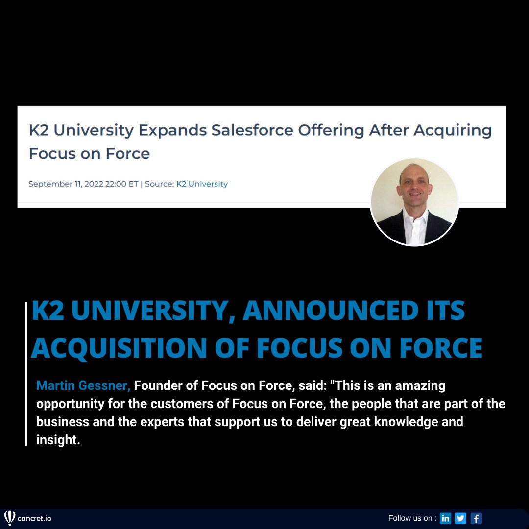 concretios's tweet photo. Congratulations to Martin Gessner and @FocusOnForce. We hope that this will result in new growth and opportunities for FoF's team and its customers.
#focusonforce  #k2university   #concretio https://t.co/MfOBpbuvmR