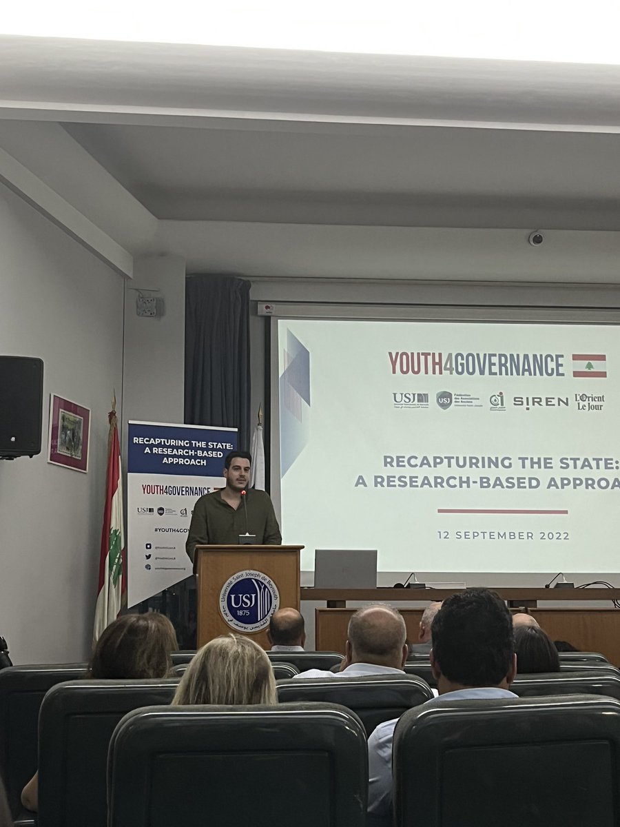 Youth4govLb's tweet photo. Antoine Abi Rached kicked off the event by giving a quick overview of the Youth4Governance program. He is one of the 42 students who were selected to join the program this summer. #WeAreTheState https://t.co/WaYttEul8z
