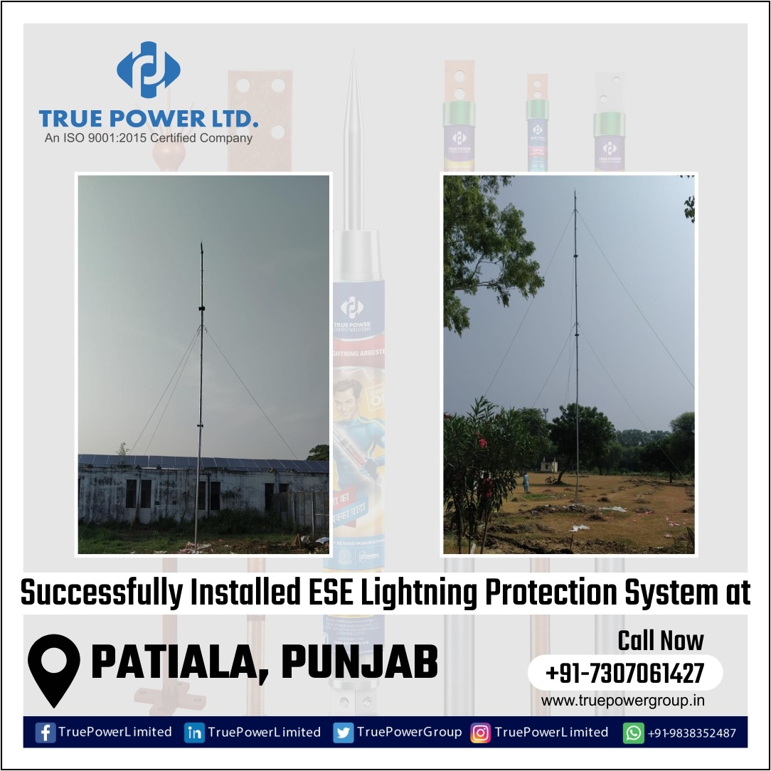 TruePowerGroup's tweet photo. True Power Limited Team Successfully Installed #ESE Lightning Protection System at Patiala, Punjab.
Call Now: +91- 7307061427
#LightningArrester #Arrester #GIStrips #SpikeArrester #ESELightning #ESELightningArrester #ESEArrester #TruePowerLimited #india https://t.co/UzeCSlPaV5