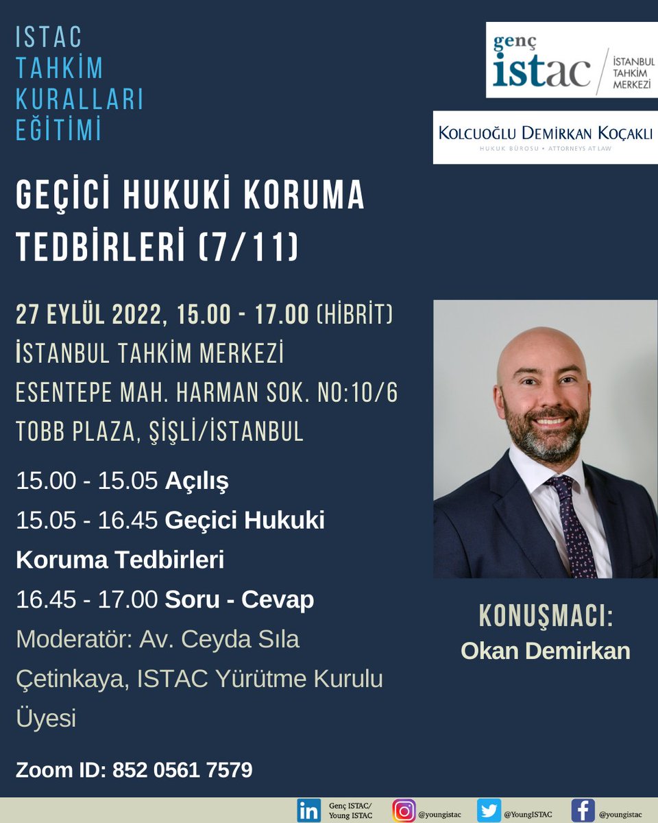 YoungISTAC's tweet photo. Yüz yüze katılım kontenjanı 20 kişiyle sınırlı olup katılamayan üyelerimiz için etkinlik Zoom üzerinden de yayınlanacaktır. Yüz yüze katılım başvurusu için youngistac@istac.org.tr adresine mail atılması gerekmektedir. https://t.co/iDrUtshhKo