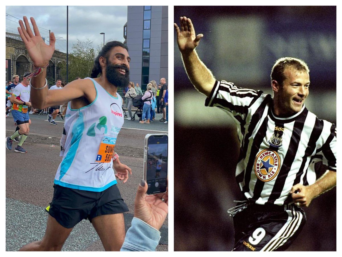 Might not get to feel this feeling @ the Gallowgate End, but was class to feel it on the Tyne Bridge! Belta of a day @Great_Run raising money for @AlanShearerFndn w/ @TheLondonMags x @alanshearer 🖤🤍 #gnr2022