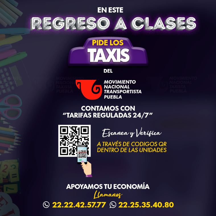 MNTPuebla's tweet photo. Ya estamos de vuelta en la escuela, QUE NO SE TE HAGA TARDE, programa tu viaje #seguro. 🚕👩🏻🧑🏻 https://t.co/CvCvenRetS