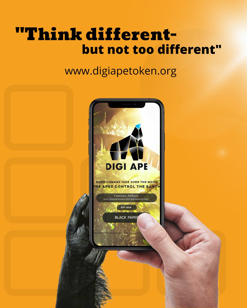 digiape888's tweet photo. How to be different?
Wanna know the answer?

Us too.

#NotFinancialApvice #buythedape #digiape #dape
#apevolution #memestery #cryptocurrency
#bscgem #notfinancialadvice #bnb #Bitcoin https://t.co/XBdygUvPSC