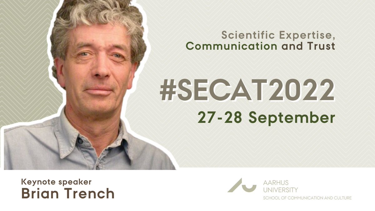 mse_au's tweet photo. Mr @b_trench will give his keynote talk on September 27th at our free Scientific Expertise, Communication and Trust virtual conference. Check out the programme here
https://t.co/U6YneukGYr and register before Sep 25th

@PCSTNetwork @AarhusUni_int #SciCommSeptember https://t.co/DH8cdZotwS