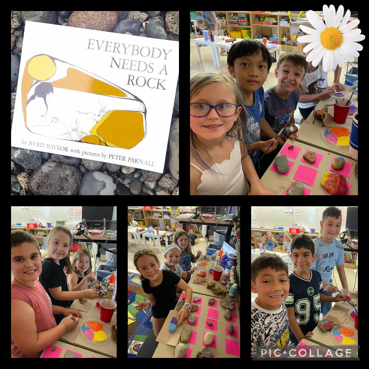 EIMGrade3's tweet photo. Everybody needs a rock!  Last week the Grade 3’s found and painted their own rocks. Today, they will put the finishing touches on their rocks and once dry, they will be placed in this vase in our classroom. #OurClassRocks @EIMJaguars https://t.co/XyH4JxMB2h
