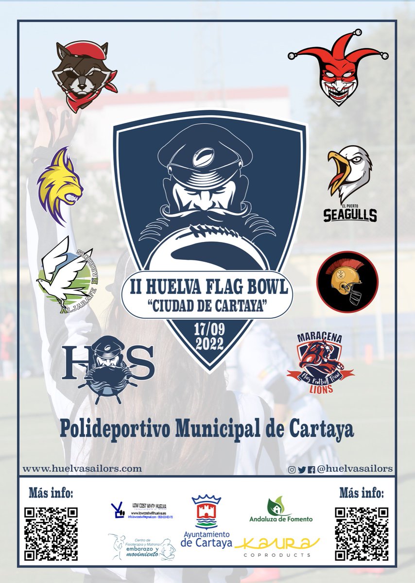 Empezamos la semana con el objetivo del siguiente torneo a la vista este sábado 17 de septiembre en Cartaya. 🏈

Un año más volvemos a Huelva para este torneo organizado por <a href="/HuelvaSailors/">Huelva Sailors</a> !! 🤗

En 2021 salimos campeones 🏆 este año vamos con equipo nuevo y muchas ganas!!
