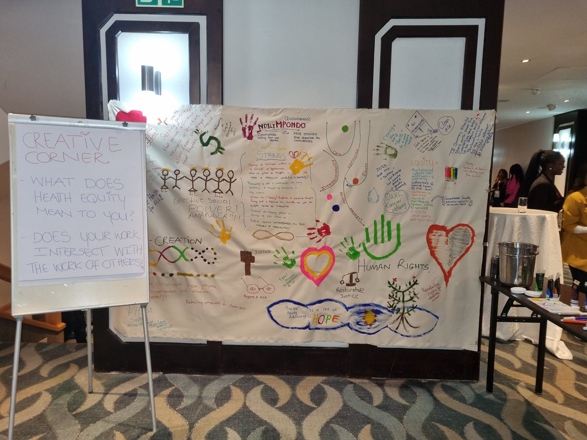 PublicHealthSA's tweet photo. Visit our creative corner at #PHASA2022 and make your mark!
Thank you @TekanoSA for setting up this amazing piece!
What does health equity mean to you?
Does your work intersect with the work of others?
Tag @PublicHealthSA and let us know!
#buildbackbetter #publichealth https://t.co/9mFEvU6bl5