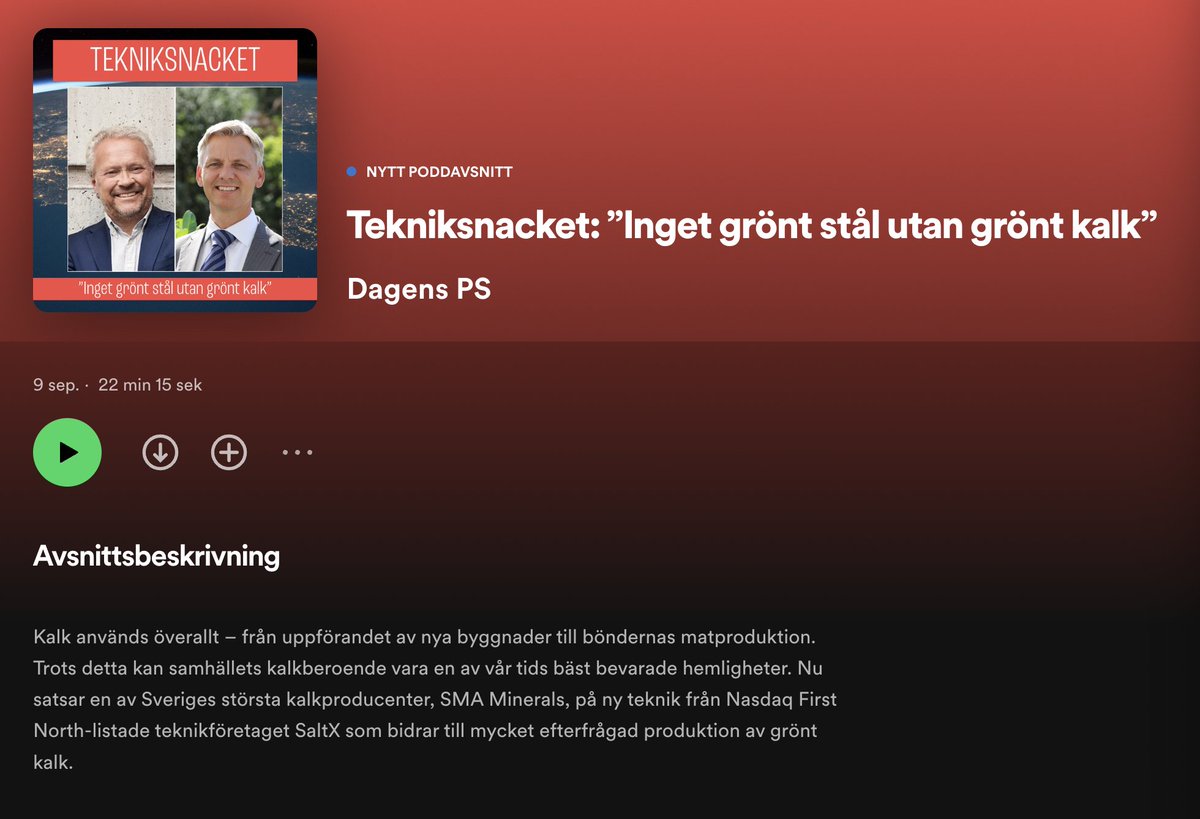 (SWE) Elektrifieringen av utsläppstung industri är helt nödvändig för att vi ska nå de globala #klimatmålen. 

Kalkindustrin står själva för hela 7% av de globala CO2-utsläppen. Nu finns teknik som gör kalktillverkning helt klimat neutral. 🙏

Länk: open.spotify.com/episode/0CmeNF…