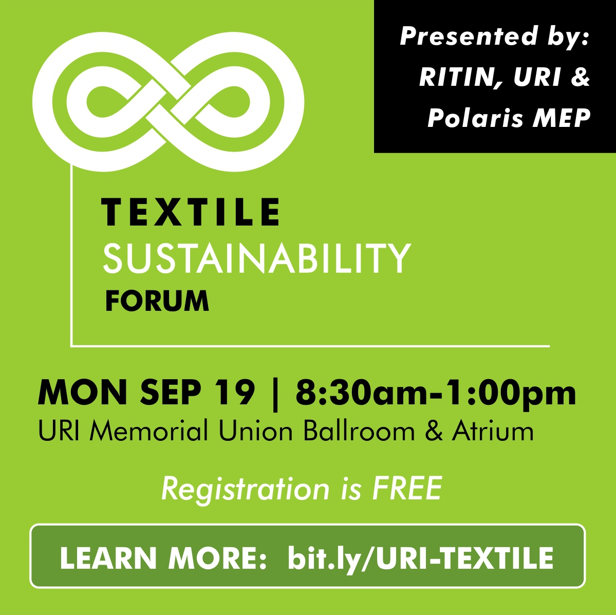 RitinOfficial's tweet photo. Join the #sustainability conversation on Monday, September 19 at the Textile Sustainability Forum, hosted by @Polaris_mep &amp; RITIN!  At @universityofri. FREE; registration required. https://t.co/x3IRN1ZXf1
#Textiles #Sustainability #SustainabilityMatters #textileindustry #careers https://t.co/UAaPHCvAZ4