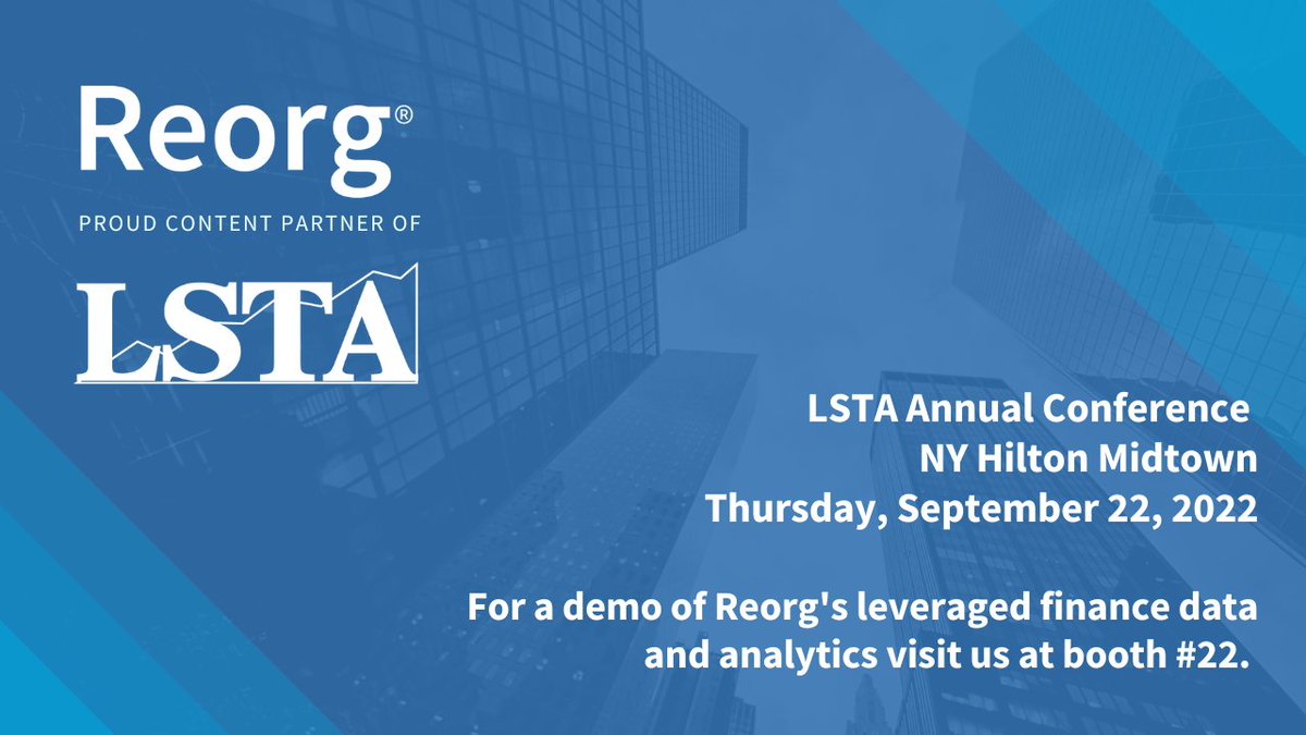 OctusCredit's tweet photo. We're looking forward to the LSTA Annual Conference on Thursday, September 22. Stop by stand 22 to meet the Reorg team and have a look at our levfin data and analytics.
https://t.co/8Uv03c8HLK
#leveragedloans #covenantanalysis #creditintelligence @ReorgCovs_Amer https://t.co/WIFLbdzrph
