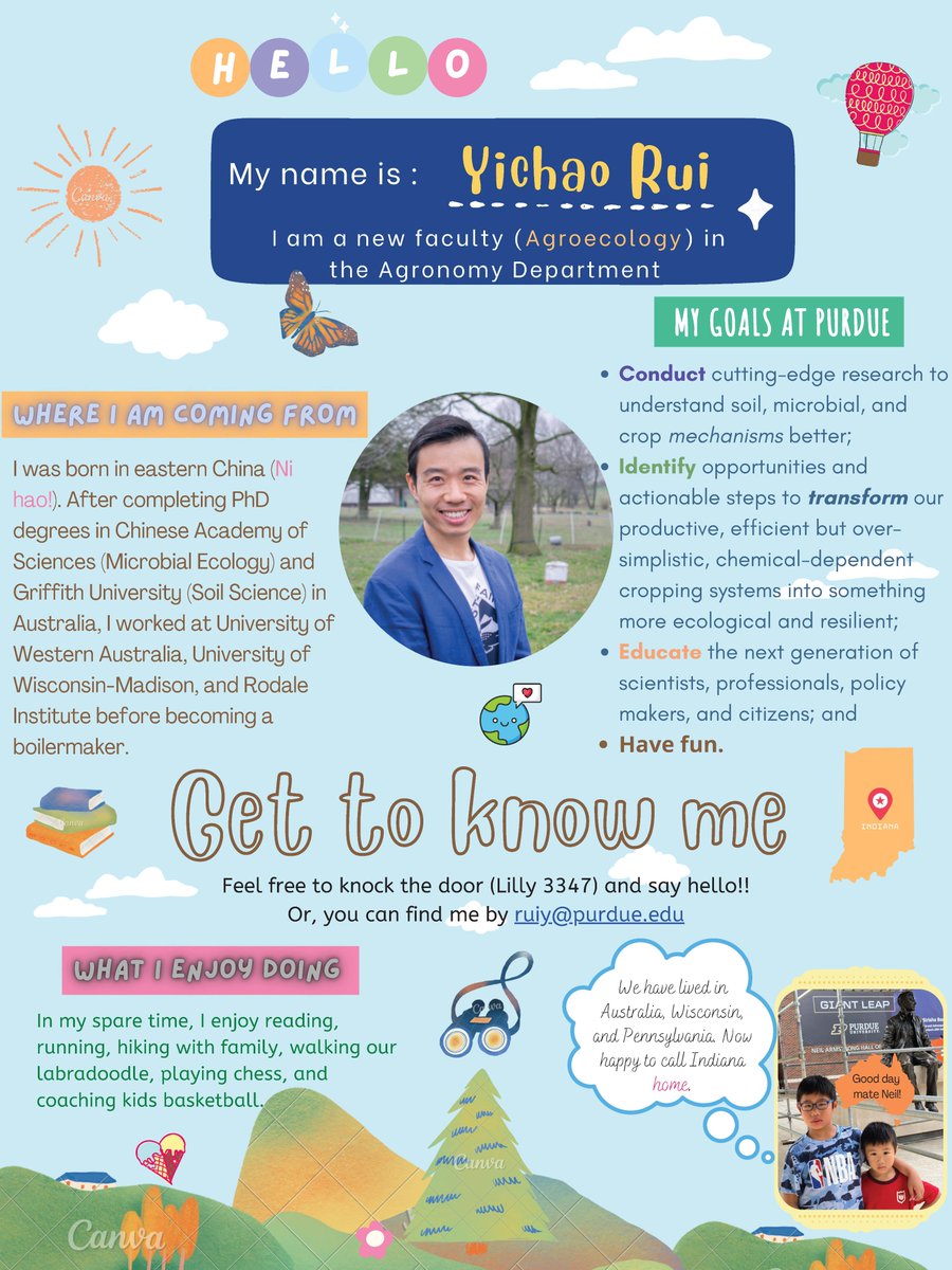 Welcome Dr. Yichao Rui - Agronomy's new Assistant Professor in Agroecology. #purdueagronomy #purdueag #agronomist #agroecology