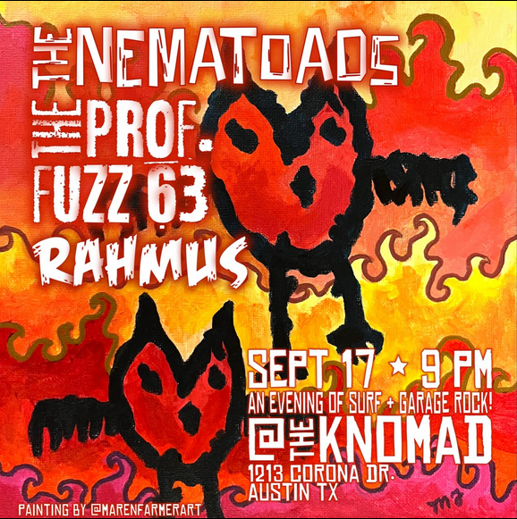 deepeddyinfosec's tweet photo. Looking for something fun to do in Austin on Saturday night? Come out to the Knomad Bar in Austin to see my band @thenematoads. #surfrock #surfmusic #garagerock https://t.co/2XwDOVLcUL