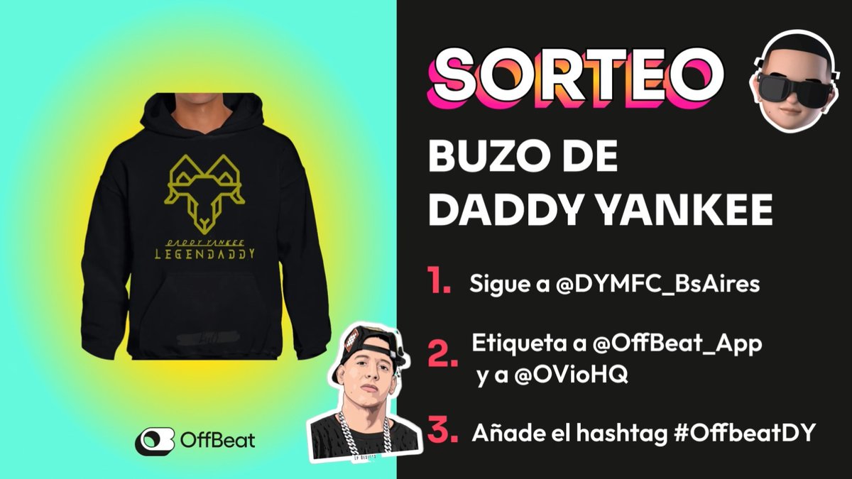 DYMFC_BsAires's tweet photo. BUEN DIA! Querés ganarte este buzo de @daddy_yankee ? 
Entonces no pierdas más tiempo! Desde ahora y hasta mañana a las 10 a.m. cuanto más tweets envíes, MAS CHANCES DE GANAR. 
No olvides seguir y mencionar a @OffBeat_App y @OVioHQ 
#OffbeatDY para que el tweet sea valido https://t.co/ckylvdVsvm