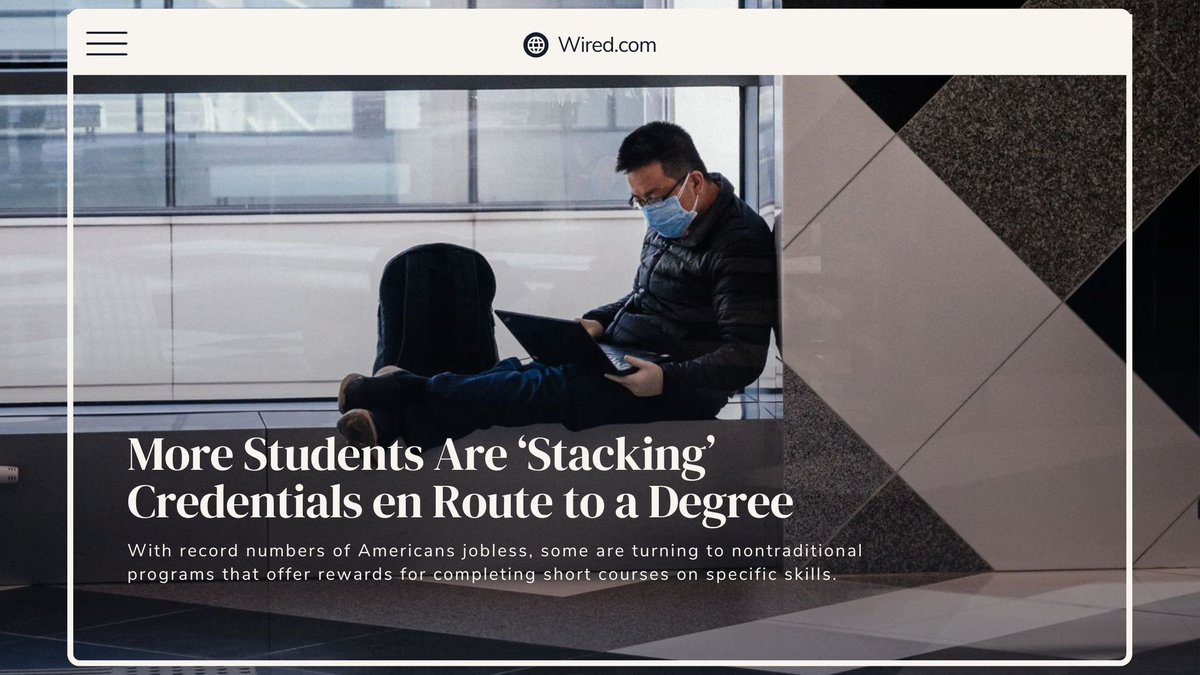 ZeusCerts's tweet photo. This article from @WIRED reinforces the need for a platform like Zeus. As higher education costs rise, stacking certifications and credentials is an alternative way to develop your skills without following the traditional route.

Read the article: https://t.co/7RE0RqwOqk https://t.co/S1FvptSkqs