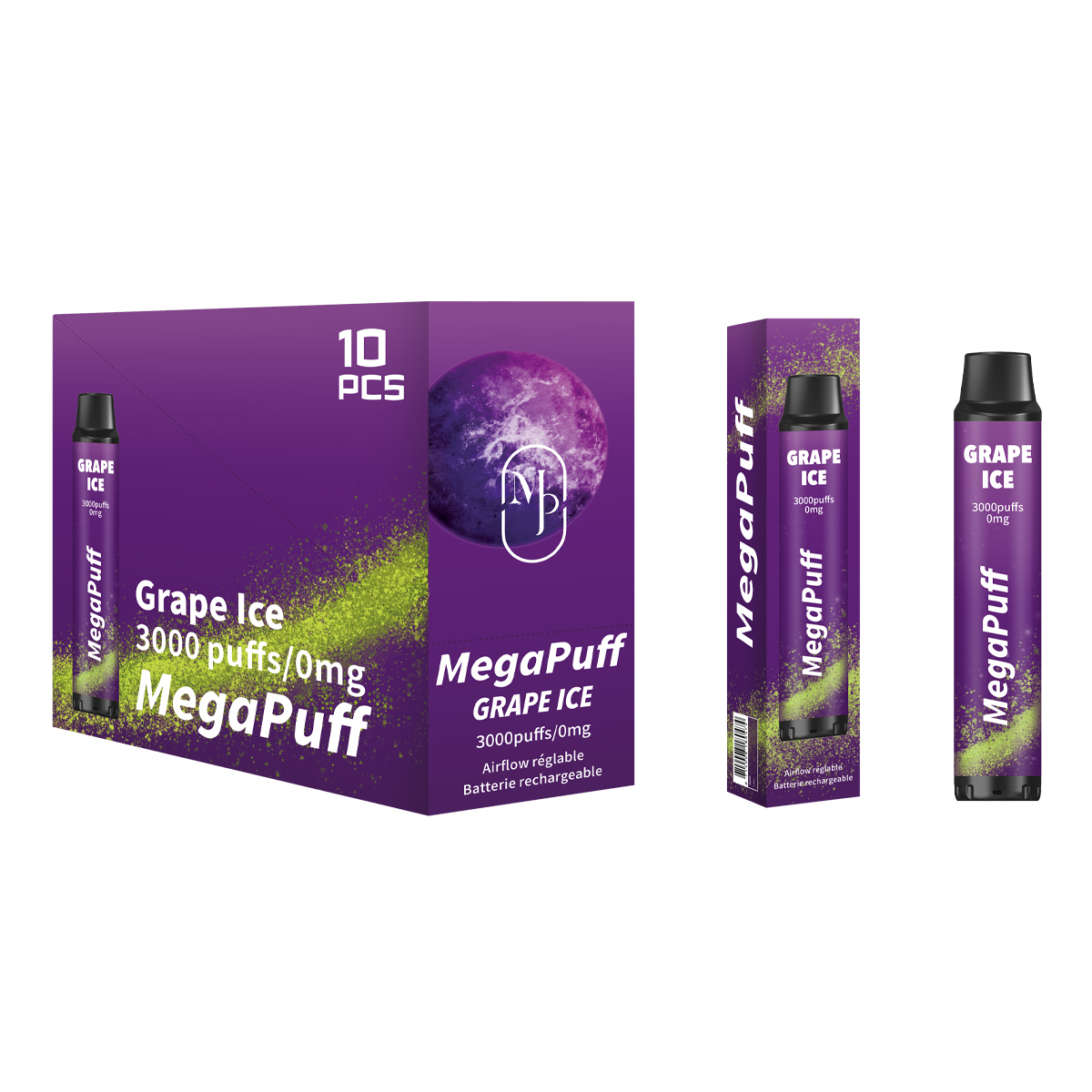 Megapuff1's tweet photo. Grape Ice 3000 puffs possède une résistance de 1 ohm, cette e-cigarette jetable est un appareil activé par inhalation, il suffit d’aspirer sur le drip tip pour vapoter. De plus, le pod est rechargeable (MICRO USB) et l’airflow est réglable. 

#megapuff #jetable #puff #vapoteurs https://t.co/rA6l3zJB1H