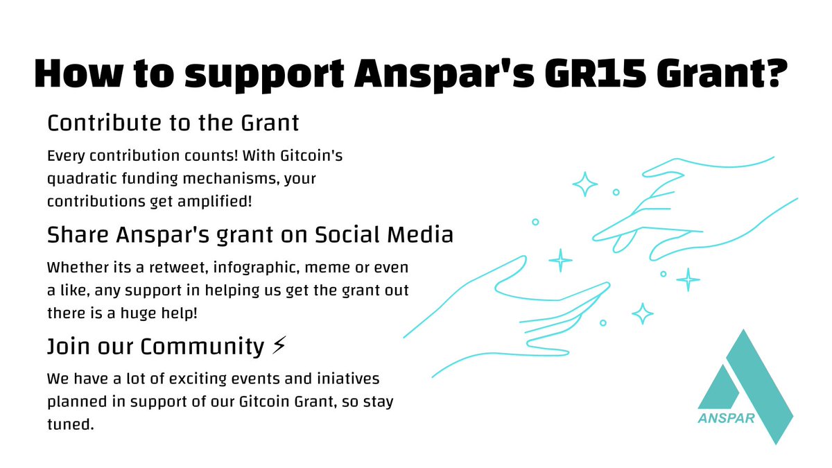 anspar_io's tweet photo. GR15 is in full swing 🌱🥳 

Keen on Anspar and pushing the space towards a web3-native serverless future? Support our @gitcoin GR15 grant: https://t.co/eXNE4k2lmK 👀

Here are 3 ways you can support our grant!🙌 https://t.co/NbWmOv0m2X