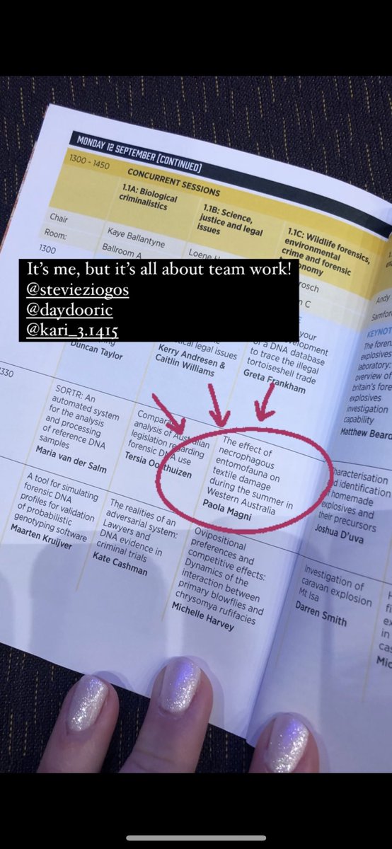 doc_magni's tweet photo. What a day!
@anzfss_2022 @MurdochUni @StevieZiogos @forensicchemrox #forensics #textileanalyses #forensicentomology #forensicscience #investigation https://t.co/dt6WscYKc2