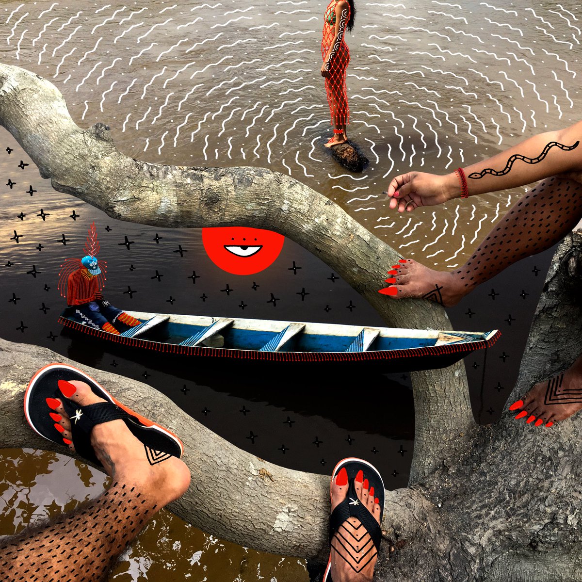 bonikta's tweet photo. sonhos da beira do rio ✨🏹🐬🌊⛵️

arte p kapa do episódio ‘a pele do meu sonho’ da 2ª temporada do podcast risca faca do @goetheinstitut https://t.co/7G8gCuGesL