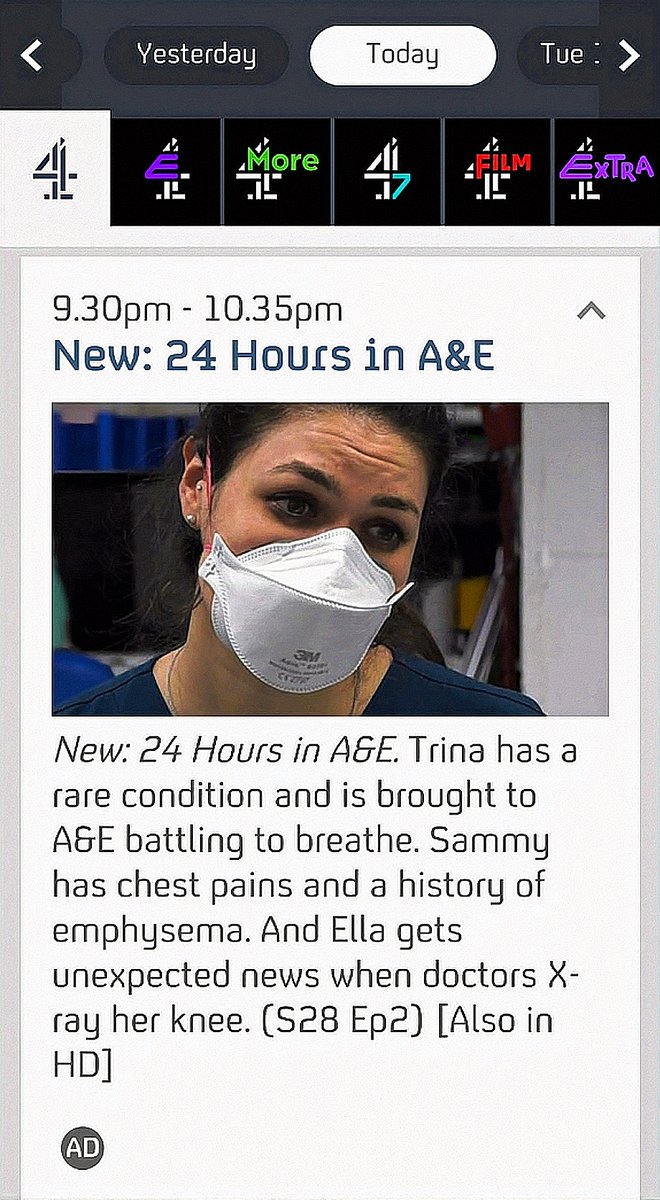 PemfriendsUk's tweet photo. For UK viewers today on Channel 4 at the slightly revised time of 9.30pm.
Trina, editor of our PEM Lives magazine, will be on 24 Hours in A&amp;E. 
She had a severe flare of PV in her throat which caused her visit to A&amp;E.
She agreed to take part as a chance to get PEM out there. https://t.co/G9PZfFYUPs