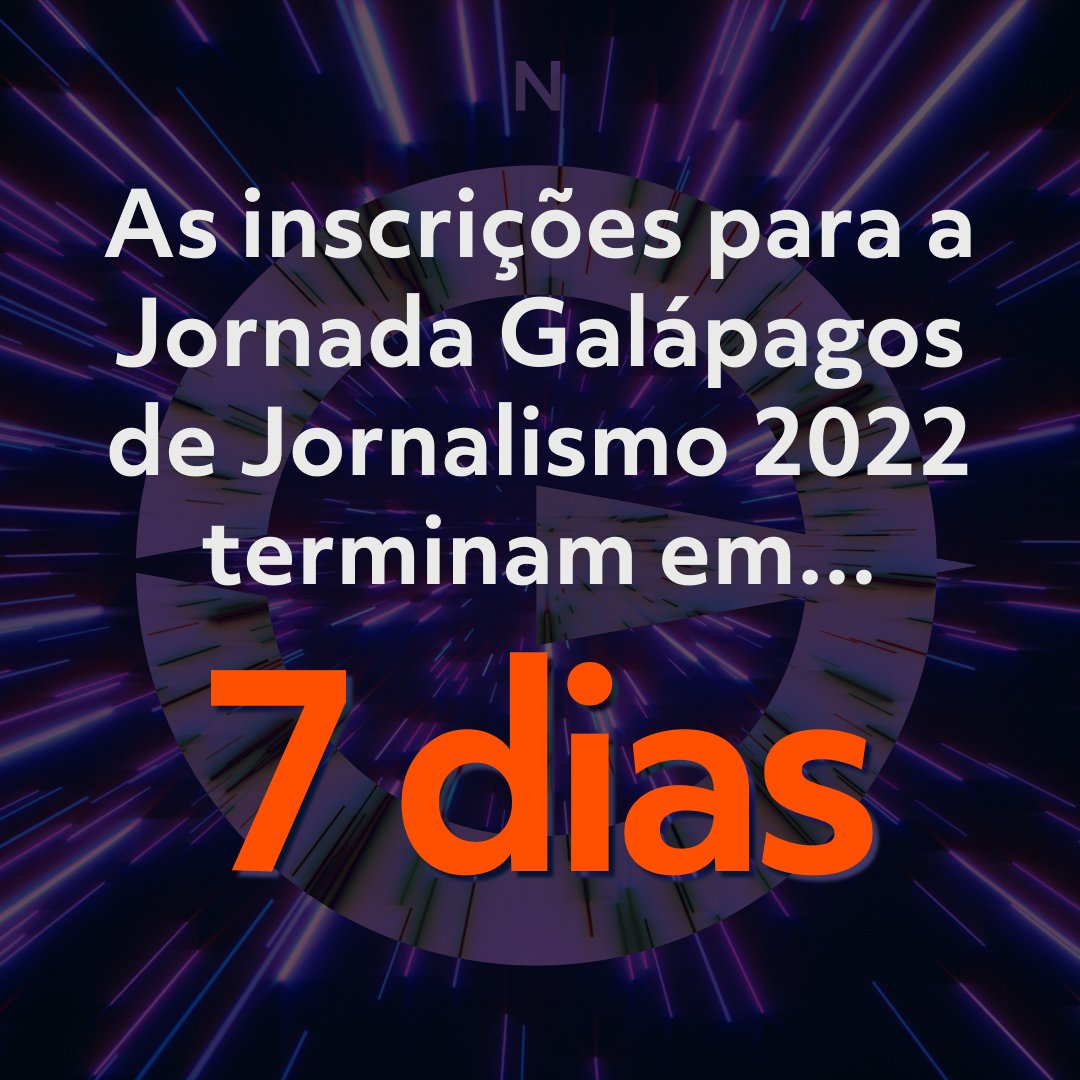 GalapagosNM's tweet photo. Você tem apenas 7 dias para se inscrever na Jornada Galápagos de Jornalismo 2022! Essa é a sua chance de fazer um curso em São Paulo com tudo pago (incluindo passagem e hospedagem) nas sedes do Google, Twitter, Ambev e outras empresas gigantes! 

https://t.co/586BxVf7fW https://t.co/fxrjycWhBc