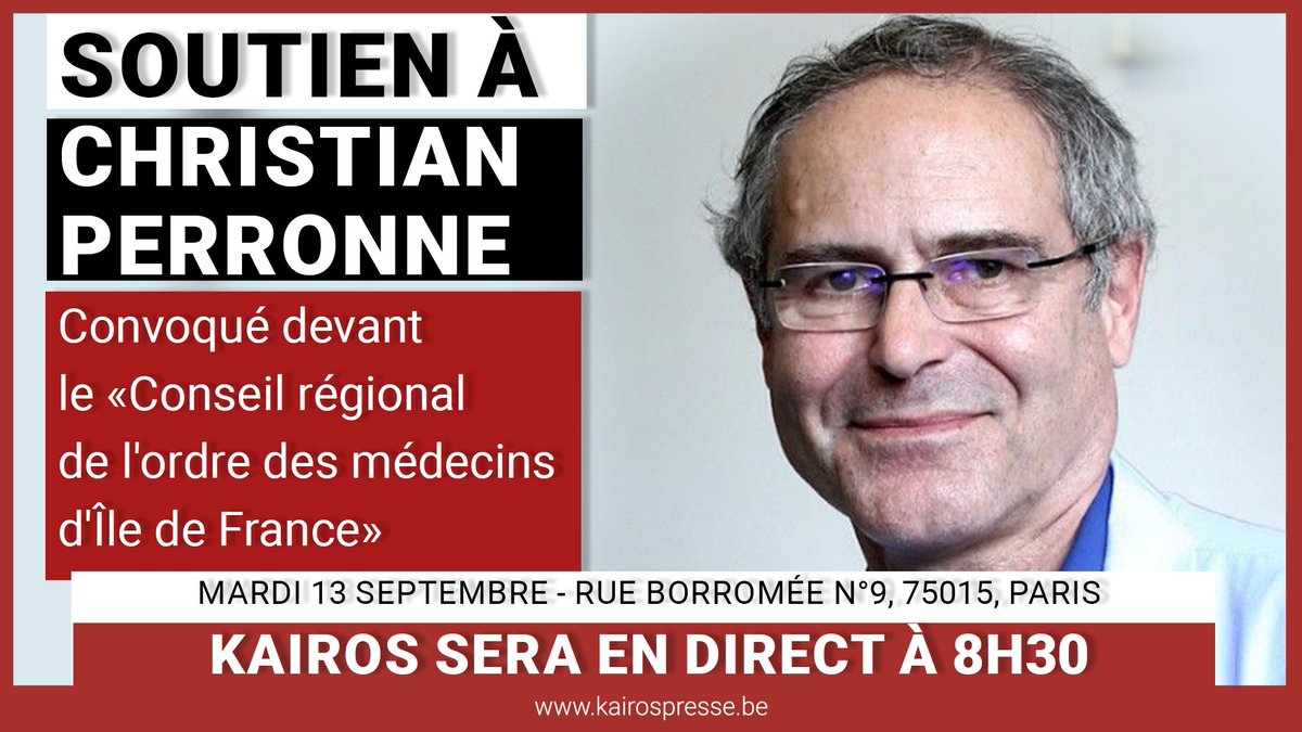KairosPresse's tweet photo. Soutien au Pr Christian PERRONNE Kairos sera EN DIRECT à 8h30 mardi 13 septembre à Paris https://t.co/7Eq11m6ikB
