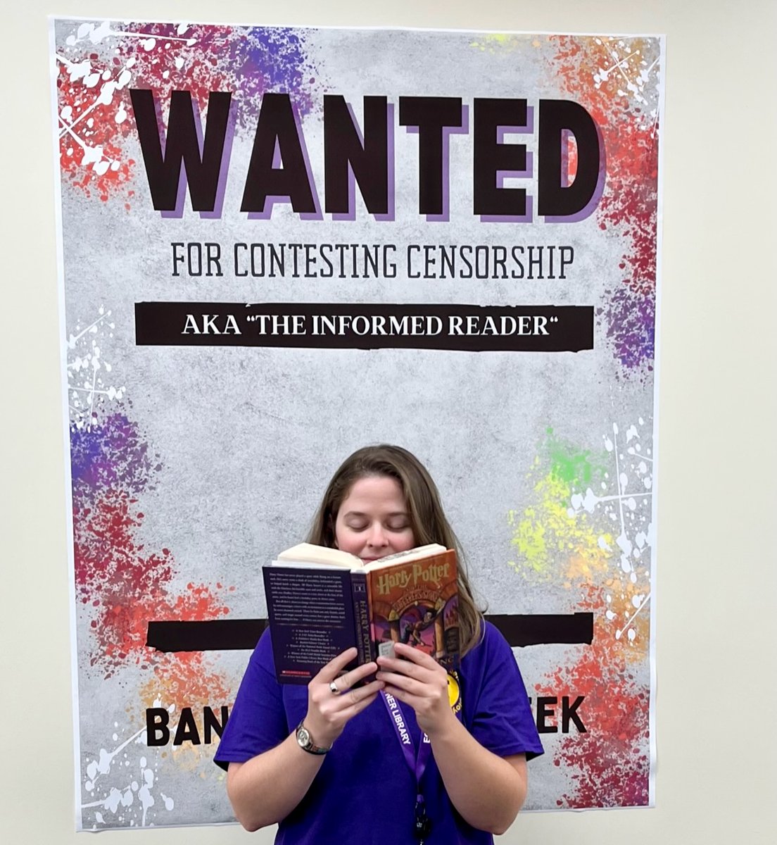 joynerlibrary's tweet photo. Wanted for contesting censorship! 👊

Support and celebrate your freedom to read by stopping by the Teaching Resources Center for a photo opportunity ahead of Banned Books Week! 📚 @ECU_COE @ECUEnglish @ECUMLS1 
 
Also, stay tuned for more on ... 
#bannedbooksweek #ECU #ECUTRC https://t.co/fS9Exaicos