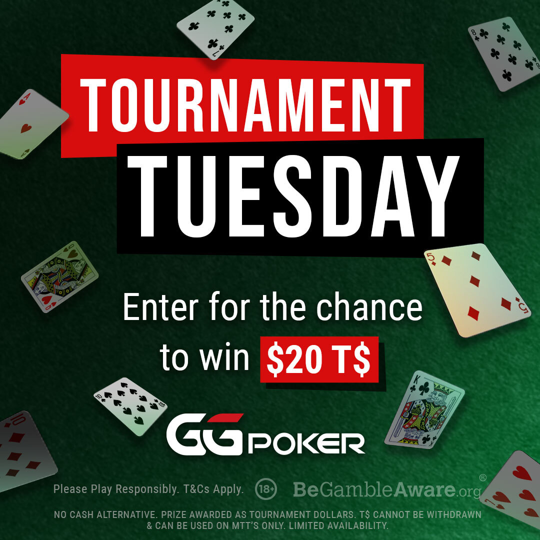 ♠️ Tournament Tuesday! 🤩
T&amp;Cs: bit.ly/3KCeGS2

We have FIVE lots of $20 up for grabs! For the chance to bag one:
1⃣ Follow us <a href="/GGPokerUK/">GGPoker UK</a> 
2⃣ Give this post a cheeky RT
3⃣ Reply with #ThanksGG

Gooooooood luck! 🍀