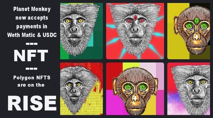 spiritualcrafts's tweet photo. Real Project, Real Monkeys, Real Art
Planet Monkey NFT is on the Rise 
Check the collection &amp; delve into the story: 
https://t.co/AED83WNlbJ
Note: Collection is on Polygon so is gas free 
Floor: 0.04 
#PlanetMonkey #NFTartist  #NFTJapan  #nftcommunity #NFTs #APES  #nftart https://t.co/xWm8tHZBdN