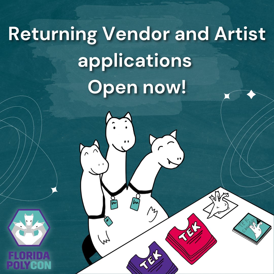 FLPolyCon's tweet photo. At long last, we are now welcoming returning vendors and artists! Starting next Monday at 9AM ALL Vendor and Artist applications will be open on our website!
-
-
-
-
-
#FloridaPolyCon #FloridaPolyCon2023 #FLPolyCon #FLPolyCon2023 #FLCon #FloridaConvention #Vendorhall #ArtistAlley https://t.co/GuWLxlC3te