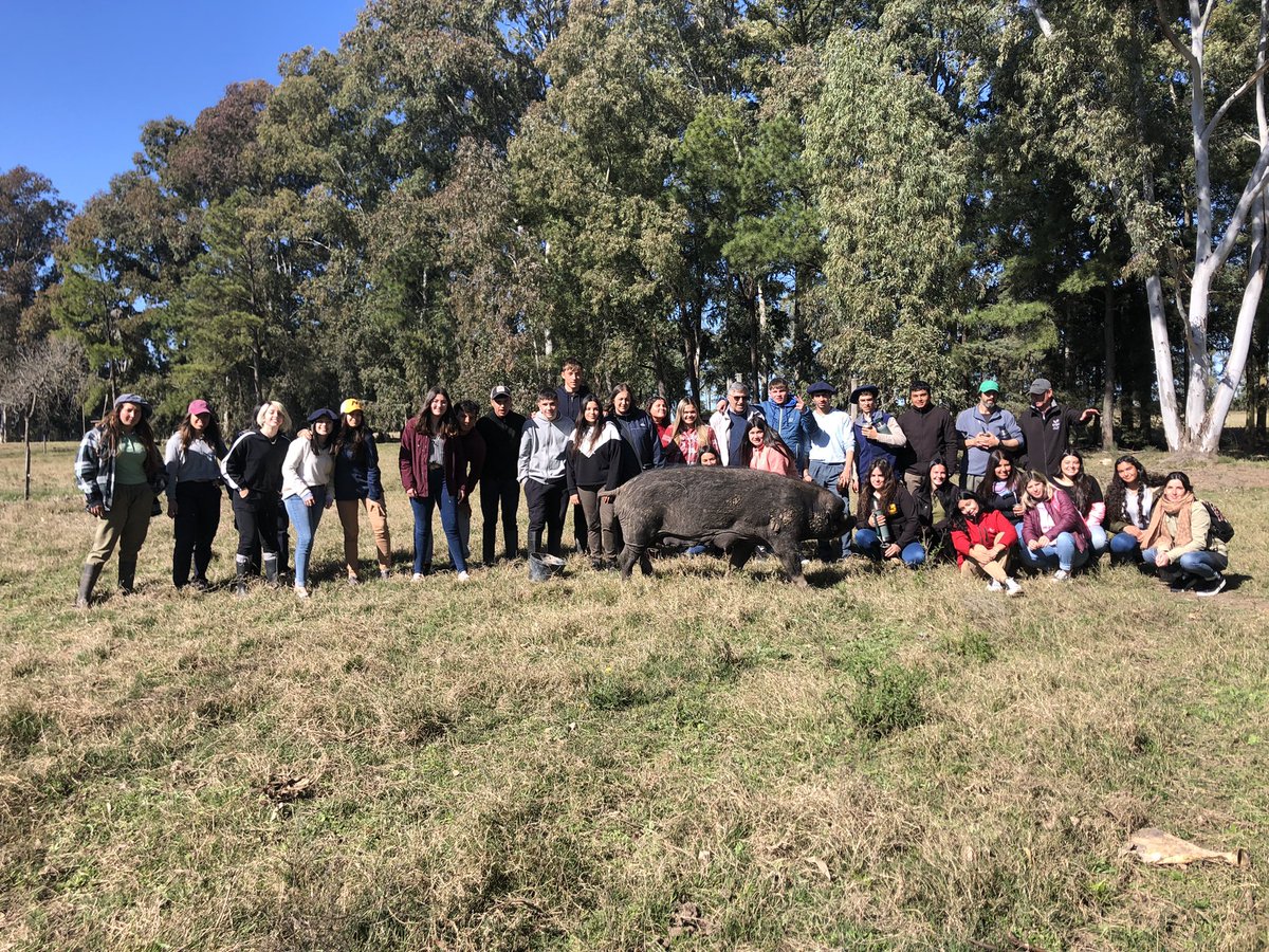 UPC_FAgro's tweet photo. Jornada de intercambio con estudiantes de la Escuela de Vitivinicultura y la Escuela Agraria de Libertad en el marco del proyecto “Conservación de Cerdos Pampa Rocha”
Cómo no podía ser de otra manera, contamos con invitada de lujo para la recorrida y la 📸
#PampaRocha #CriáPampa https://t.co/aX2iocBtqT