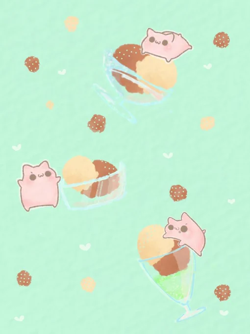アイスクリーム柄#イラスト #なぞせいぶつ 