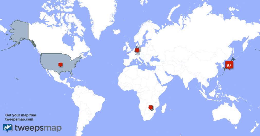 Mis seguidores viven en Japón(97%),Estados Unidos(2%),Zimbabue(1%) y más tweepsmap.com/!OrihuelaSerna