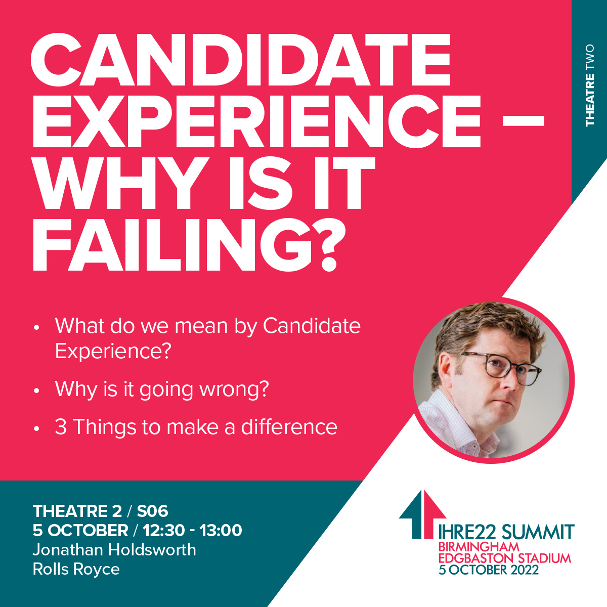 InHouseRecExpo's tweet photo. Candidate Experience – Why is it failing? @ Jonathan Holdsworth #CandidateX #IHRE22Summit Register: https://t.co/KvmMil9aZi https://t.co/xGBP539HkM