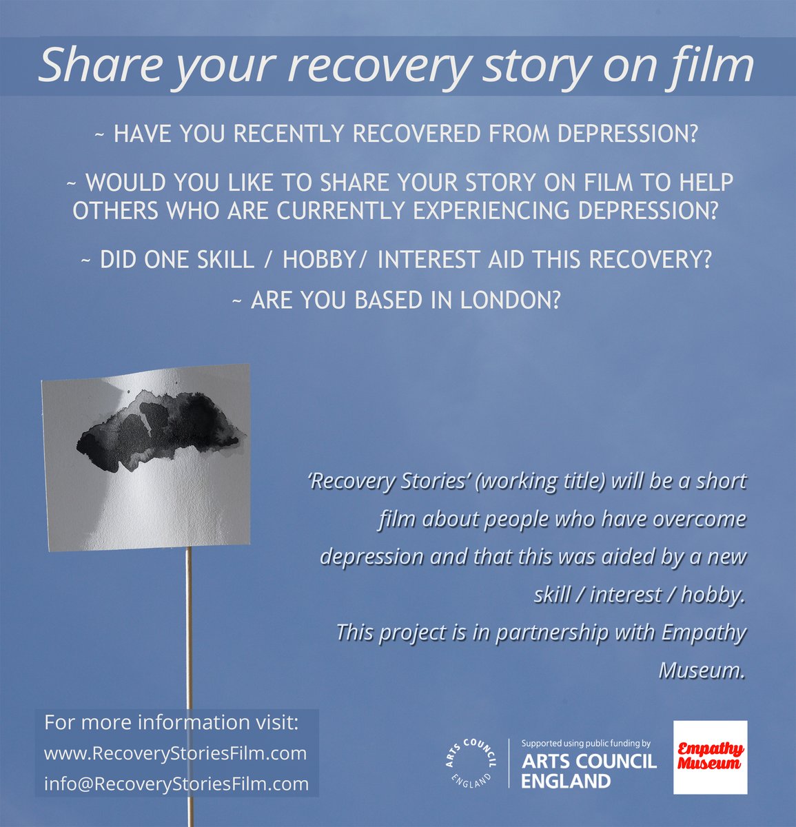 Please share; this flyer; and in general... Seeking participants for film about #DepressionRecovery               👉 RecoveryStoriesFilm.com👈