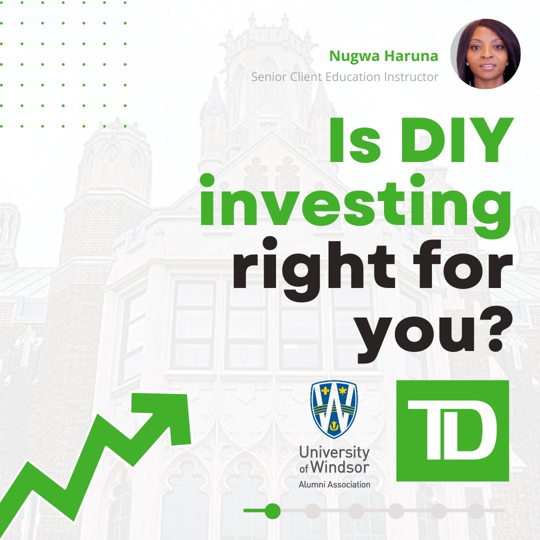 UWinAlumni's tweet photo. Join us on September 15th at noon for another great Financial Education webchat – Is DIY investing right for you?

This event is proudly supported by our affinity program partner, @TD_Insurance 

Register now: https://t.co/yhkxiLmMDd https://t.co/Iz1SmdBbPG