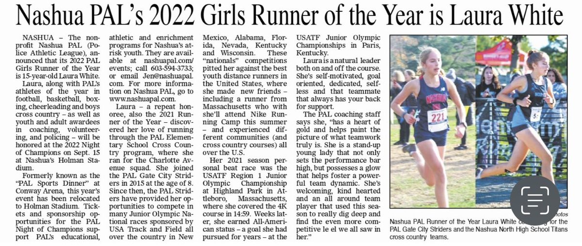 PAL Runner of the Year (Girls XC). Be there Thursday night. <a href="/nashuaathletics/">Nashua Athletics</a> <a href="/nhsnscores/">North Athletics</a>