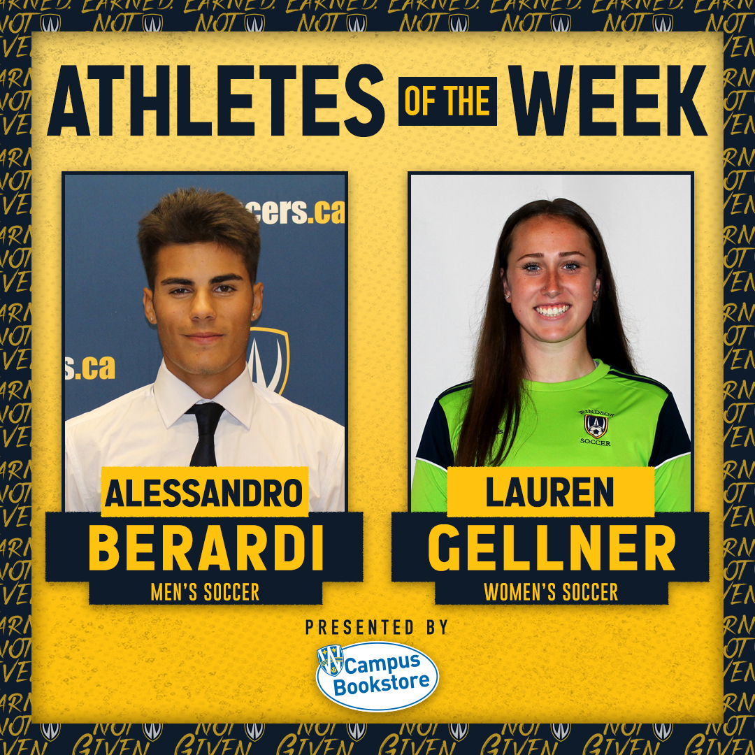 WindsorLancers's tweet photo. Congratulations to our Athletes of the Week - Alessandro Berardi and, for the second straight week, Lauren Gellner from Lancer soccer!

#AOTW #LancerFamily #EarnedNotGiven #WSR https://t.co/I5kYr6aN6W