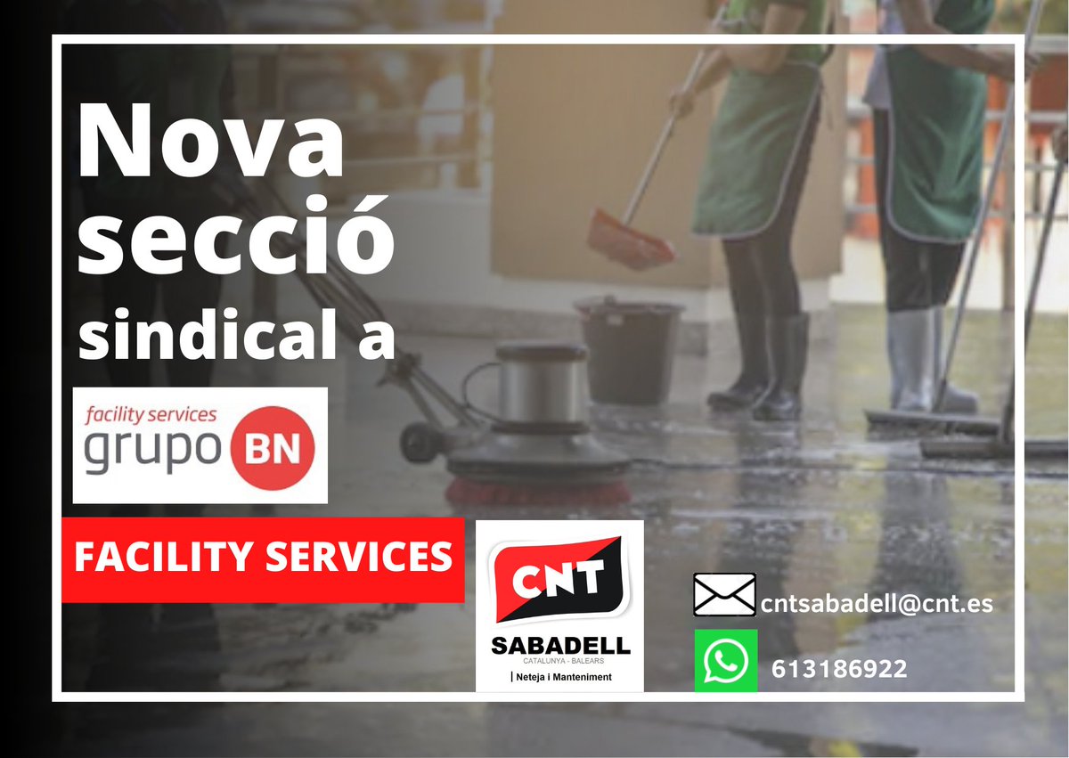 cnt_sabadell's tweet photo. ✊🏽Continuem creixent al sector de la neteja.
Nova secció Sindical al Grup BN Facility services.
.
.
.
.
.
#sabadell #Sabadell #sabadellcomerç #neteja #netejaprofessional #limpiezaindustrial #limpieza #noticies #noticias #notícies https://t.co/neMK5kloeh